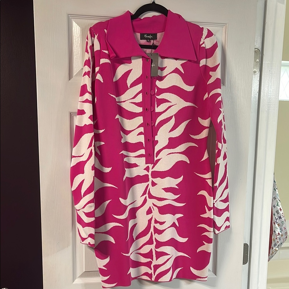 Hanifa Pink and White Soraya Dress